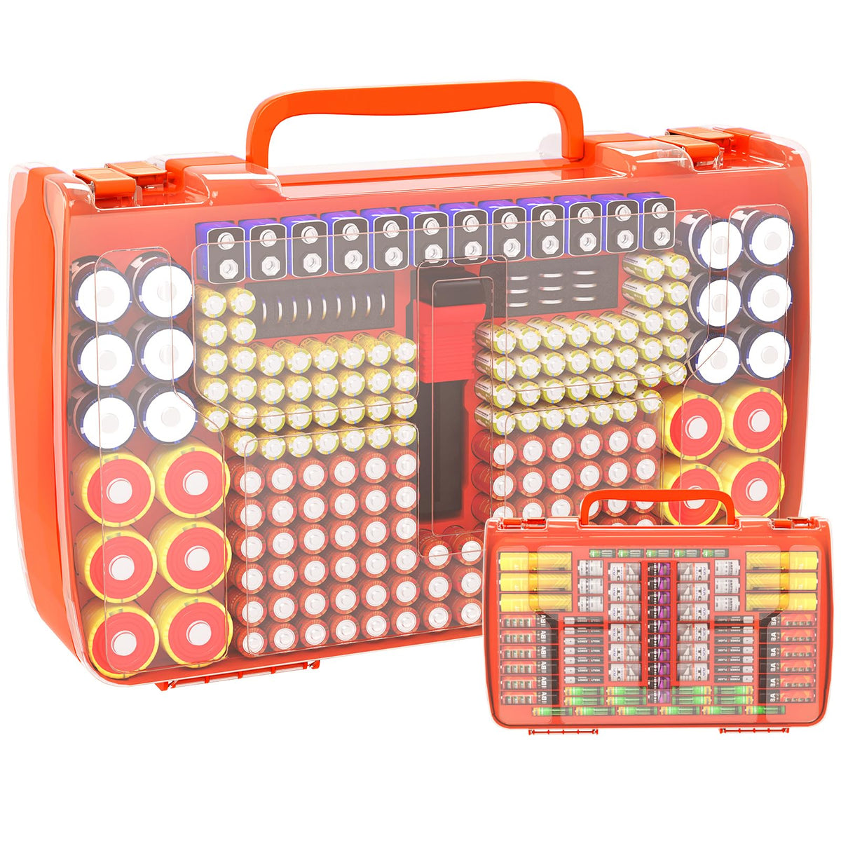 269-Slot Battery Organizer Case with Tester | ALKOO – Orange – protective case product view