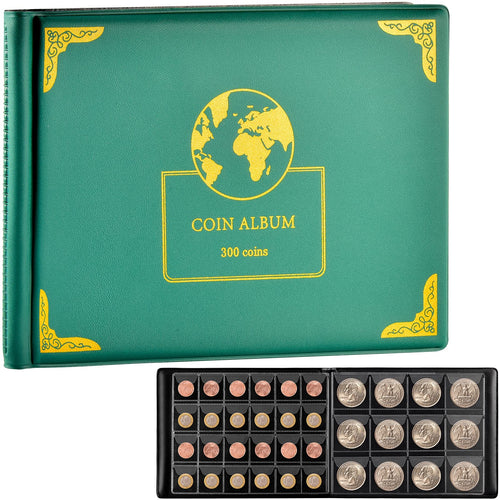 300-Pocket Coin Collection Album – Earth Pattern Green – protective case product view