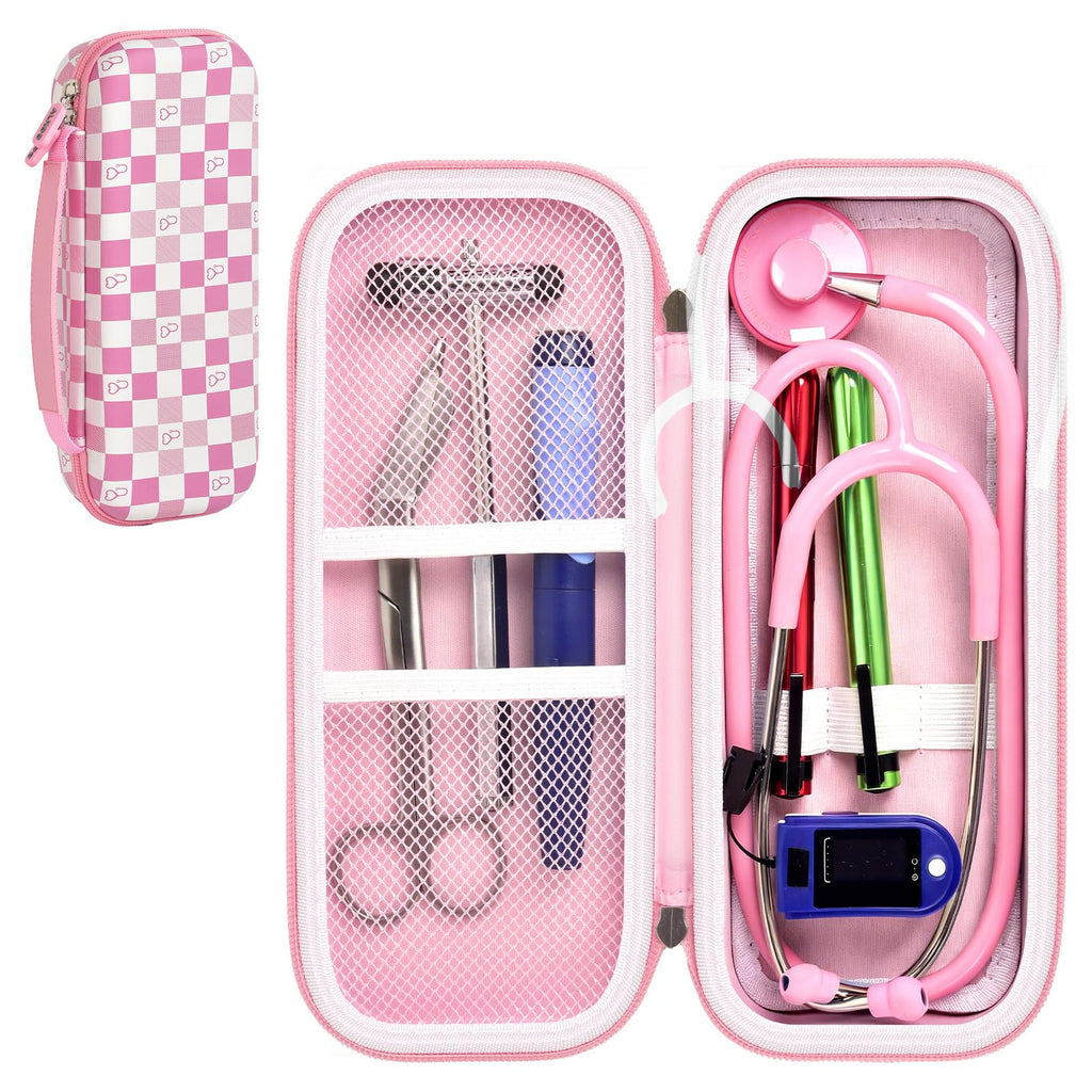 Stethoscope Case for Littmann, MDF & Omron | ALKOO – Pink White – protective case product view
